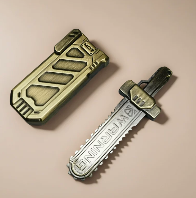 押し出し裂空剣 EDC ストレス解消おもちゃ 金属ラチェット弾きプッシュカード メカ剣型指先遊びストレス解消玩具