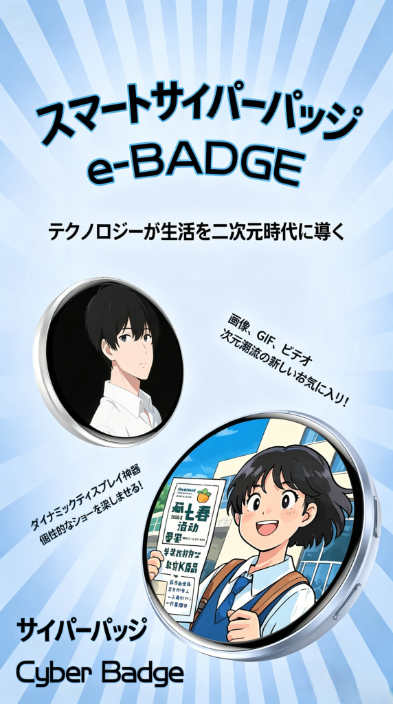 E87 上位版 Bluetooth 電子缶バッジ 大容量 100 枚画像・15 秒動画保存可能 1.7 インチ高精細液晶 GIF 自由編集 透明プラスチック保護ケース付き 7 色 2 段階点滅ピンバッジ アニメアイドルコレクション応援グッズ