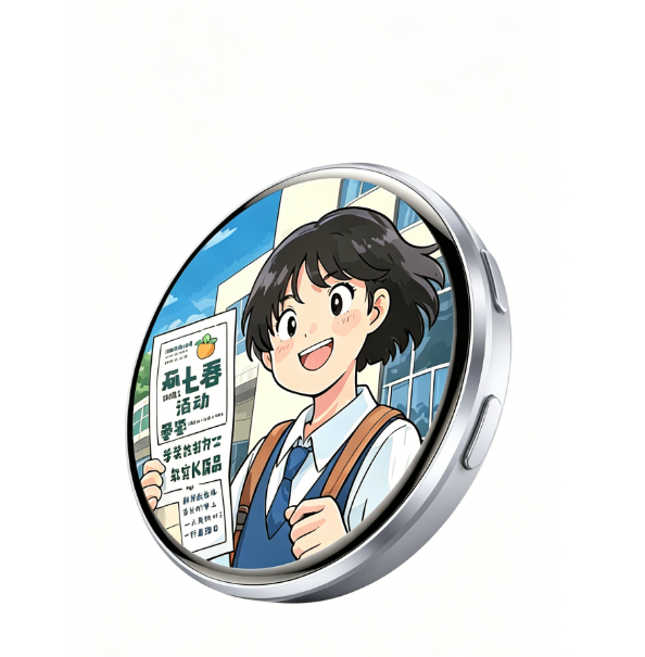 E87 上位版 Bluetooth 電子缶バッジ 大容量 100 枚画像・15 秒動画保存可能 1.7 インチ高精細液晶 GIF 自由編集 透明プラスチック保護ケース付き 7 色 2 段階点滅ピンバッジ アニメアイドルコレクション応援グッズ