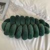 インスタ風 ワーム型編み枕 北欧風スパンデックスベルベットツイスト仕様 高弾力 PP 綿ふっくらリバウンド ソファ用背当て 手編みベッドヘッドピロー オフィス・車載兼用腰サポート インテリア装飾雑貨 - ダークグリーン / Dark Green