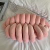 インスタ風 ワーム型編み枕 北欧風スパンデックスベルベットツイスト仕様 高弾力 PP 綿ふっくらリバウンド ソファ用背当て 手編みベッドヘッドピロー オフィス・車載兼用腰サポート インテリア装飾雑貨 - ピンク / Pink
