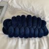 インスタ風 ワーム型編み枕 北欧風スパンデックスベルベットツイスト仕様 高弾力 PP 綿ふっくらリバウンド ソファ用背当て 手編みベッドヘッドピロー オフィス・車載兼用腰サポート インテリア装飾雑貨 - ネイビー / Navy