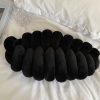インスタ風 ワーム型編み枕 北欧風スパンデックスベルベットツイスト仕様 高弾力 PP 綿ふっくらリバウンド ソファ用背当て 手編みベッドヘッドピロー オフィス・車載兼用腰サポート インテリア装飾雑貨 - ブラック / Black