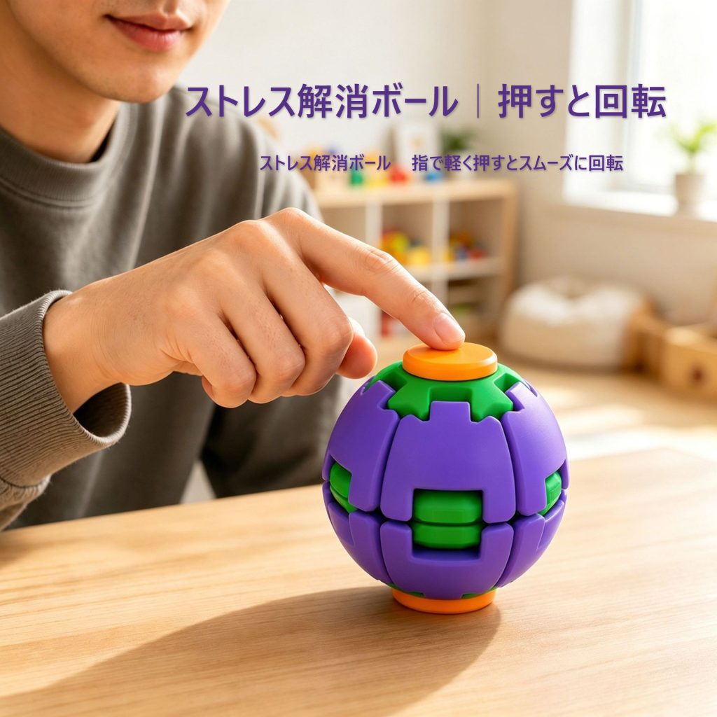 押しハンドスピナーボール フィジェット 押して回す指先トイ 静音 ストレス解消 不安緩和 集中力アップ オフィス 通勤 プレゼントに最適