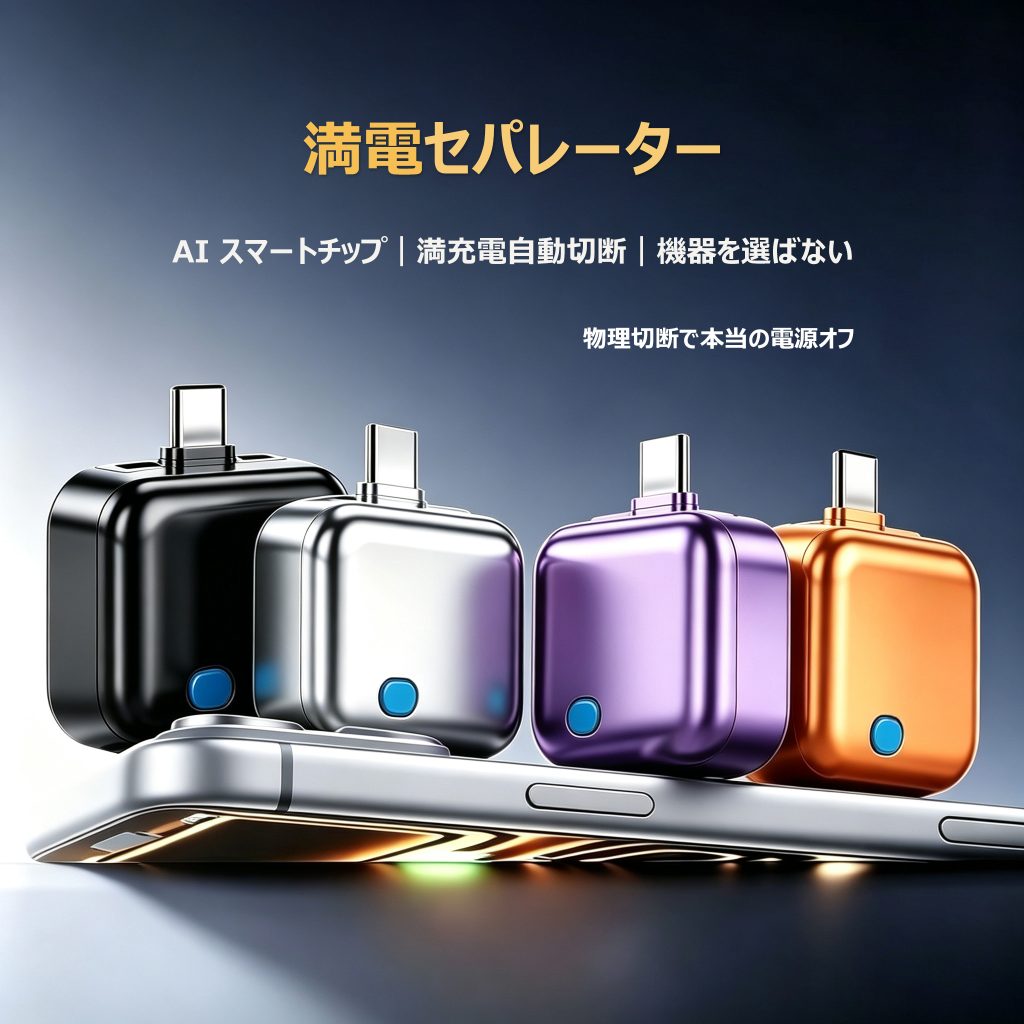 自動切断充電アダプター KX-007 Type-C 過充電防止 最大140W PD急速充電対応 AIチップ搭載 物理遮断式 難燃素材 夜間充電安全対策